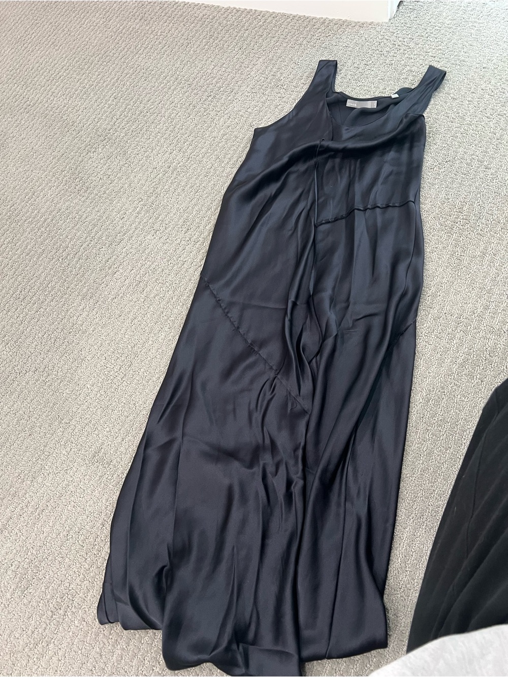 Vince Black Sleeveless Satin Maxi Dress